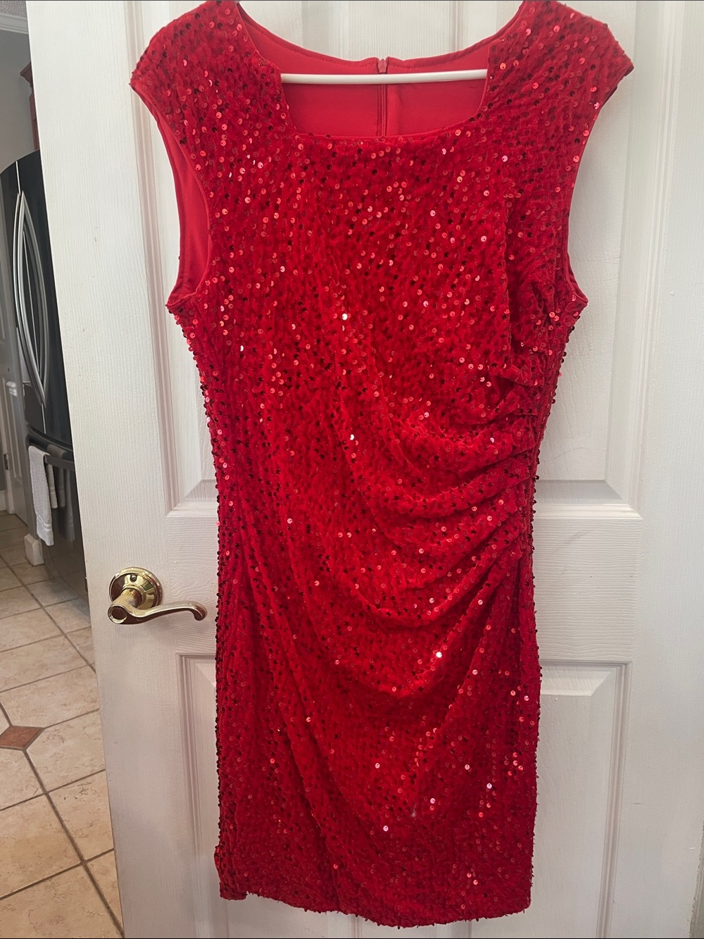 Red Sequin Sheath Dress - Elegant Women’s Evening Dress size L